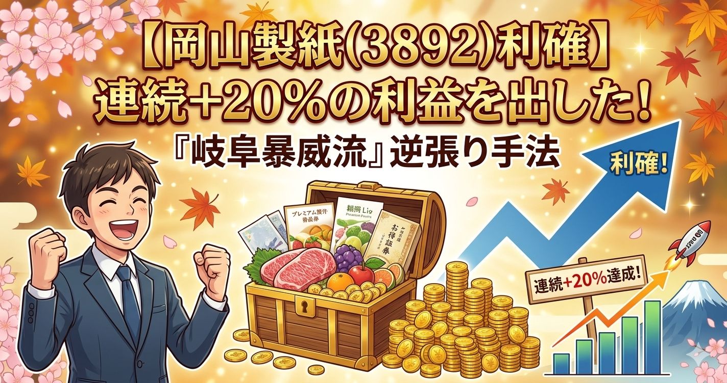 【岡山製紙(3892)利確】連続+20%の利益を出した!『岐阜暴威流』逆張り手法