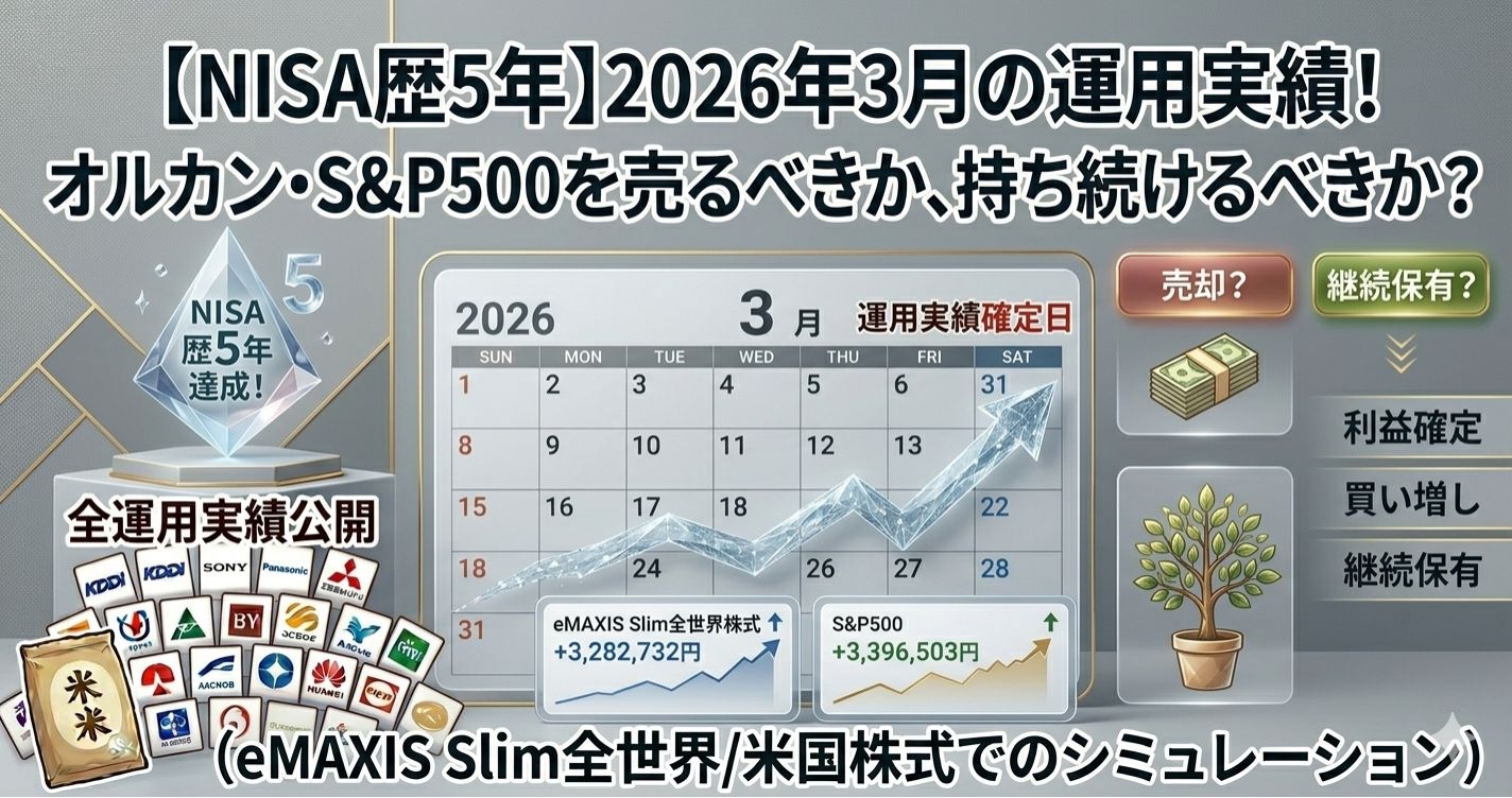 【NISA歴5年】2026年3月の運用実績!オルカン・S&P500を売るべきか、持ち続けるべきか?