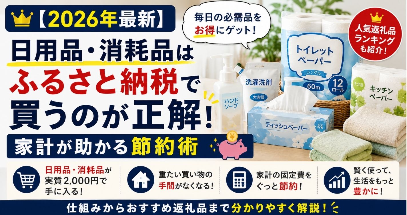【2026年最新】日用品・消耗品はふるさと納税で買うのが正解!家計が助かる節約術