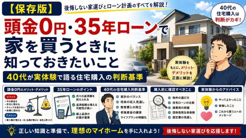 【保存版】頭金0円・35年ローンで家を買うときに知っておきたいこと｜40代が実体験で語る住宅購入の判断基準