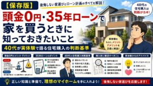【保存版】頭金0円・35年ローンで家を買うときに知っておきたいこと｜40代が実体験で語る住宅購入の判断基準