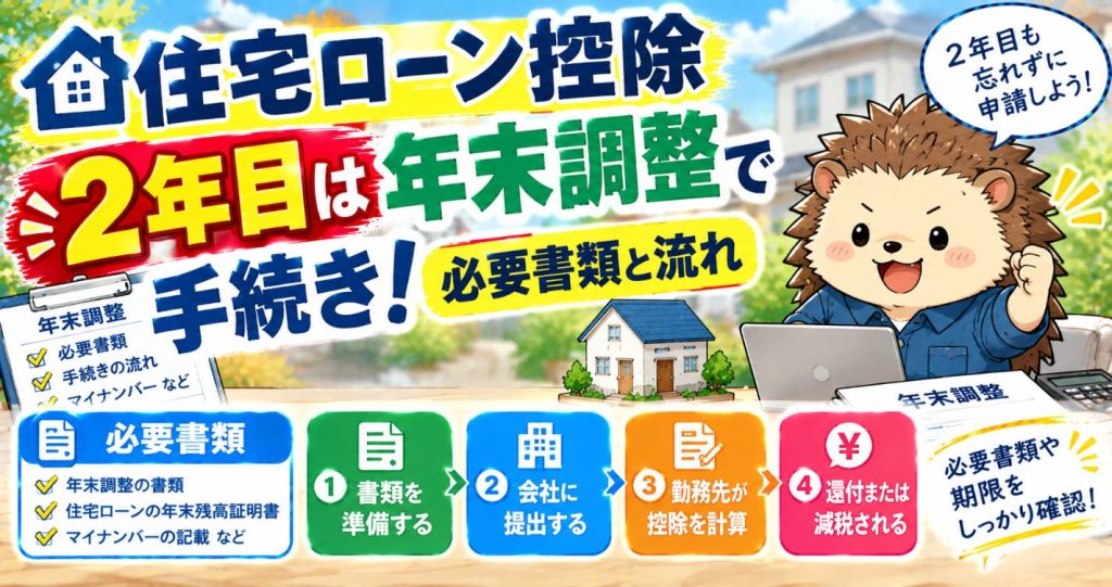 住宅ローン控除2年目は年末調整で手続き！必要書類と流れ