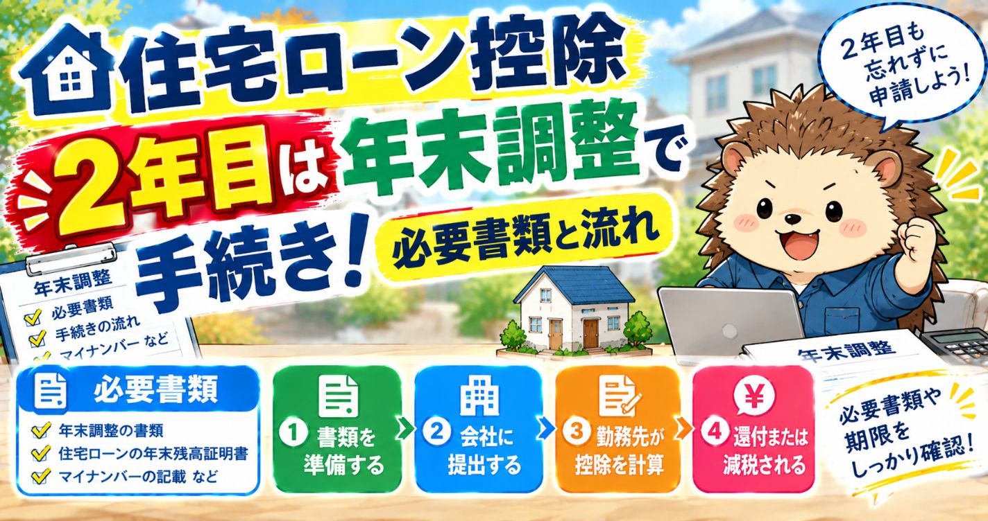 住宅ローン控除2年目は年末調整で手続き！必要書類と流れ